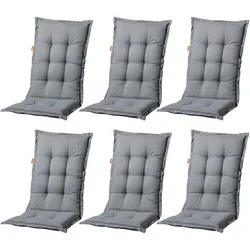 Madison 6er Set Hochlehner Gartenstuhl Auflagen,grau,