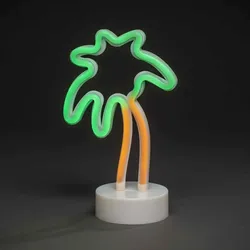 KONSTSMIDE LED Schlauchsilhouette Palme, 6h Timer, 100 gelbe/grüne Dioden, Innen, Batterie: 3xAA 1,5V (exkl.)