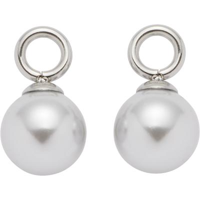 Einhänger für Ohrschmuck LEONARDO "Perla Beauty`s", grau (edelstahlfarben, grau), Ohrringe, Damen, Edelstahl Perlen, Edelstahl, Perlen, mit Perle (imitiert)
