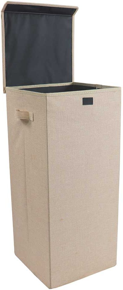 Pharao24.de Wäschetruhe Cremefarben mit Textilgewebe Oberfläche 30 cm breit