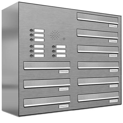 AL Briefkastensysteme 9 Fächer Premium Edelstahl Durchwurf Briefkasten Anlage für Post Post A4, modern, robust, wetterfest, Artikelnummer: 132V9DZ2KS