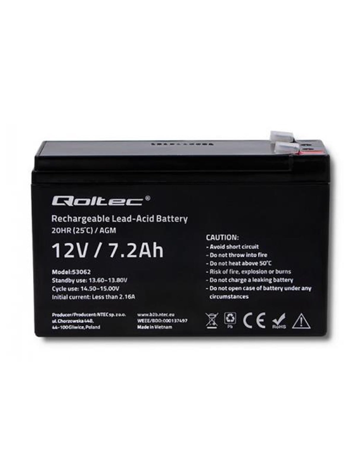Qoltec 53062 UPS-Batterie - 12 V 7.2 Ah Blei-Säure