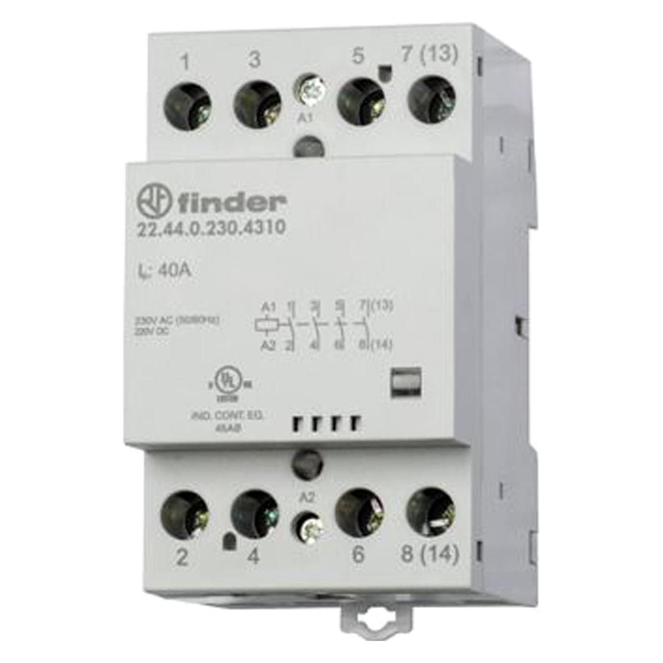 Finder Contactor 40A 2 NO + 2 NC, 230-240vac/dc (22.44.0.230.4610)