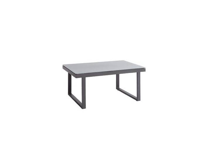 Jati&amp;Kebon Rao Kaffeetisch, Gestell Aluminium, Tischplatte Glas - Aluminium eisengrau Geradlinig &amp; pur, Industrial