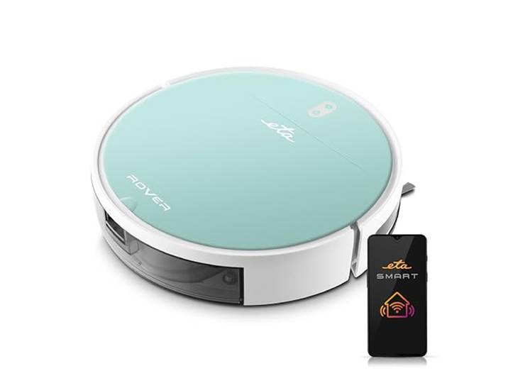 ETA Robot aspirateur Rover I 2 en 1 I Aspirateur robot I Jusqu'à 110 min d'autonomie I Extra fin 7\,7 cm I Application intelligente I Moteur numérique I 4 modes de nettoyage I Embout serpillère I Tous