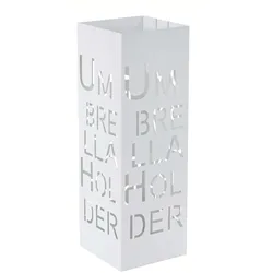 Mendler Schirmständer HWC-C78, Regenschirmständer Schirmhalter Regenschirmhalter, quadratisch 55cm ~ Schrift, weiß