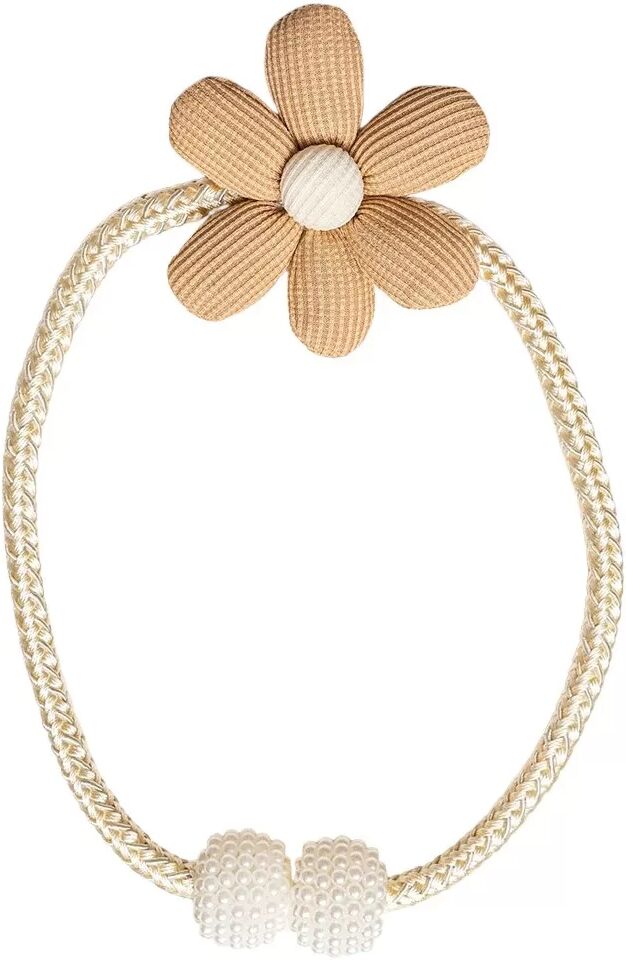 INF Lot de 2 embrasses de rideaux fleur et perle - Attaches décoratives pour rideaux de fenêtre café