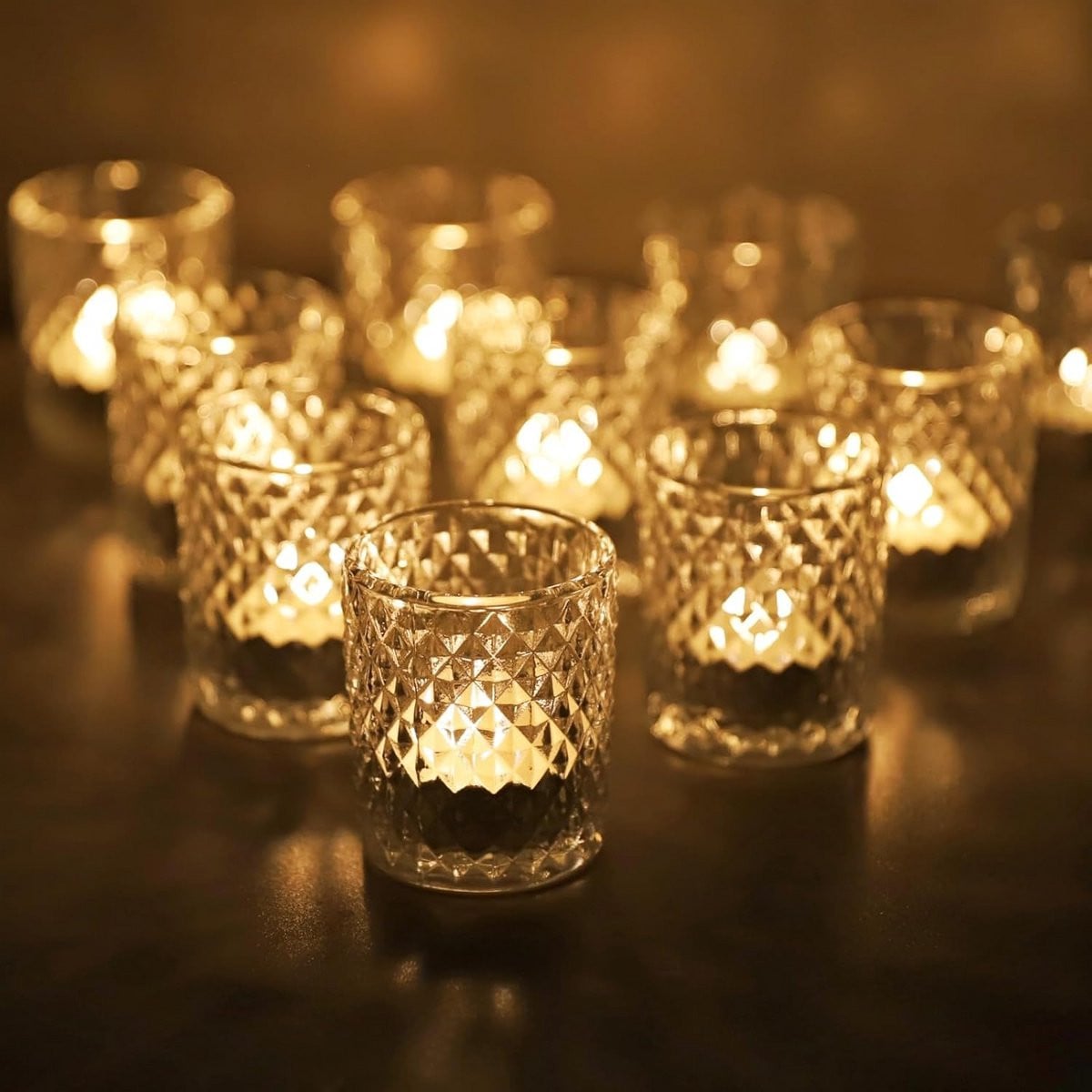 Set van 12 vintage theelichtglazen voor sfeervolle decoratie