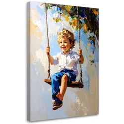 LEINWANDBILD Junge auf einer Schaukel 70x100cm