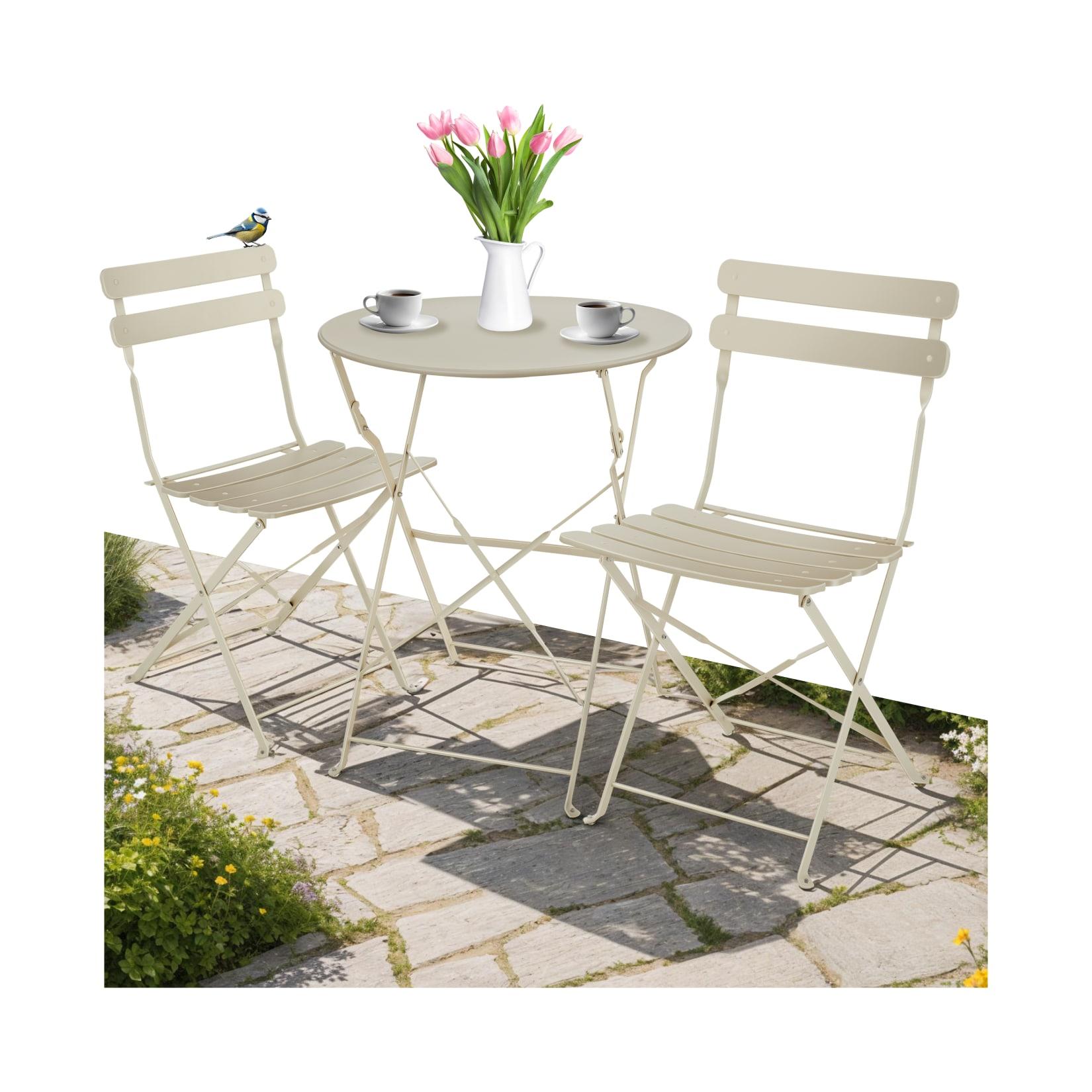 tectake® Bistrotisch Set, für 2 Personen, widerstandsfähig, Belastbarkeit Stuhl 120 kg