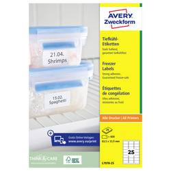 Avery-Zweckform L7970-25 Tiefkühl-Etiketten 63.5 x 33.9 mm Papier Weiß 600 St. Permanent haftend Tintenstrahldrucker, Laserdrucker, Farblaserdrucker, Kopierer,