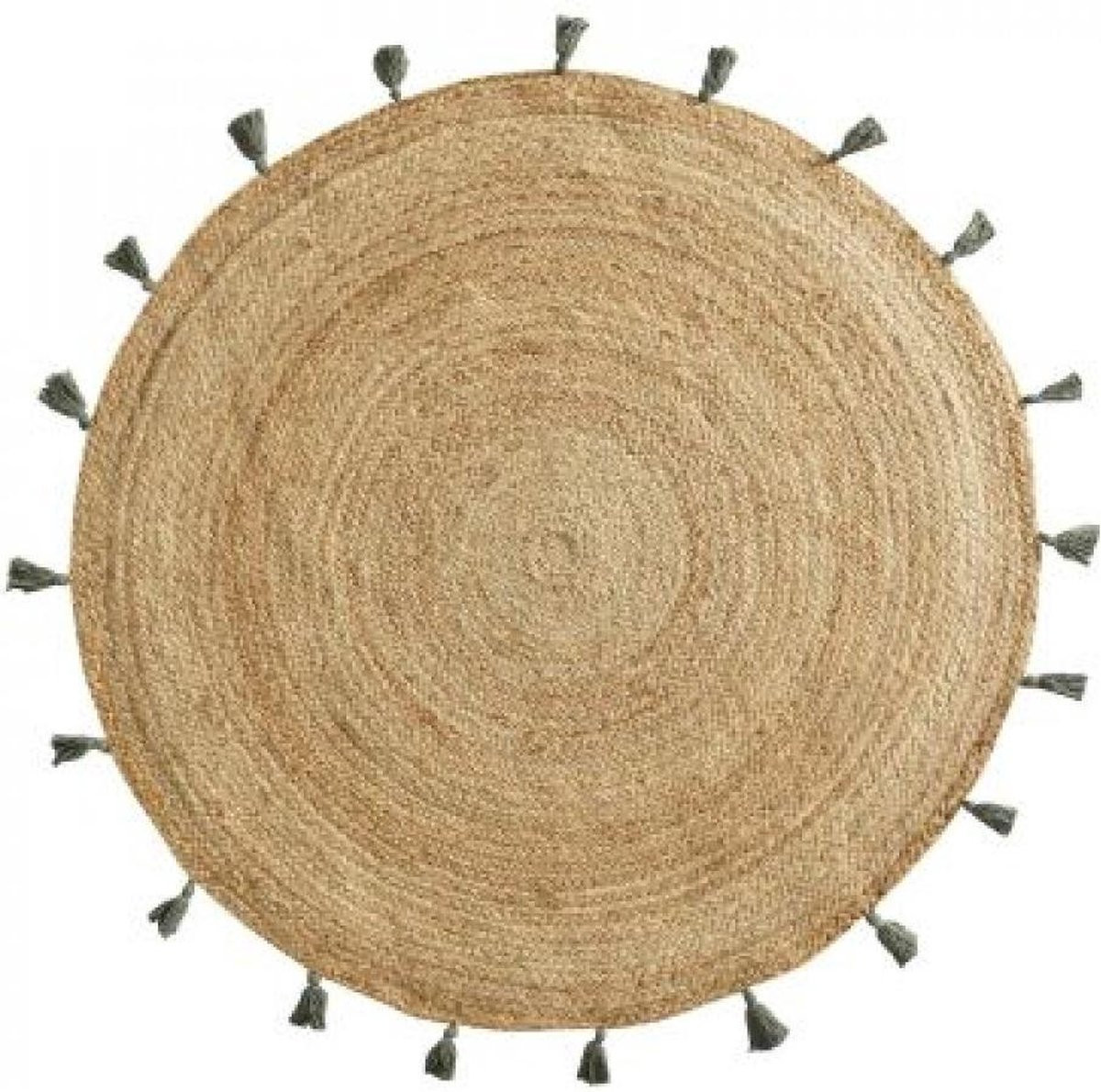 Rond Jute Vloerkleed Kaki/Naturel Bohemian Ø120 cm
