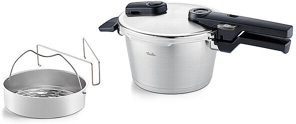 FISSLER Schnellkochtopf mit Dämpfeinsatz VITAQUICK 18cm/2,5l Edestahl silber EG