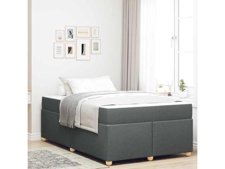 RJPLMFV Bettgestell mit Matratze, Dunkelgrau, 120 x 190 cm Holzwerkstoff, mittelfeste Matratze, Taschenfedern, schwarze Füße, inklusive Lattenrost