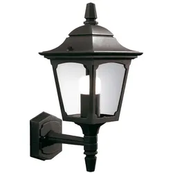 Außenleuchte Laterne Wandlampe ALU-Druckguss Glas Schwarz H 38 cm Gartenlampe