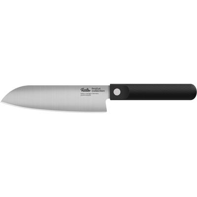 Santokumesser FISSLER "ProcCut Collection", schwarz (edelstahl, silber, schwarz), Klingenlänge 17cm, Spezialklingenstahl, Kochmesser, Made in Germany, handgeschliffen, 12C27M Spezialmesserstahl