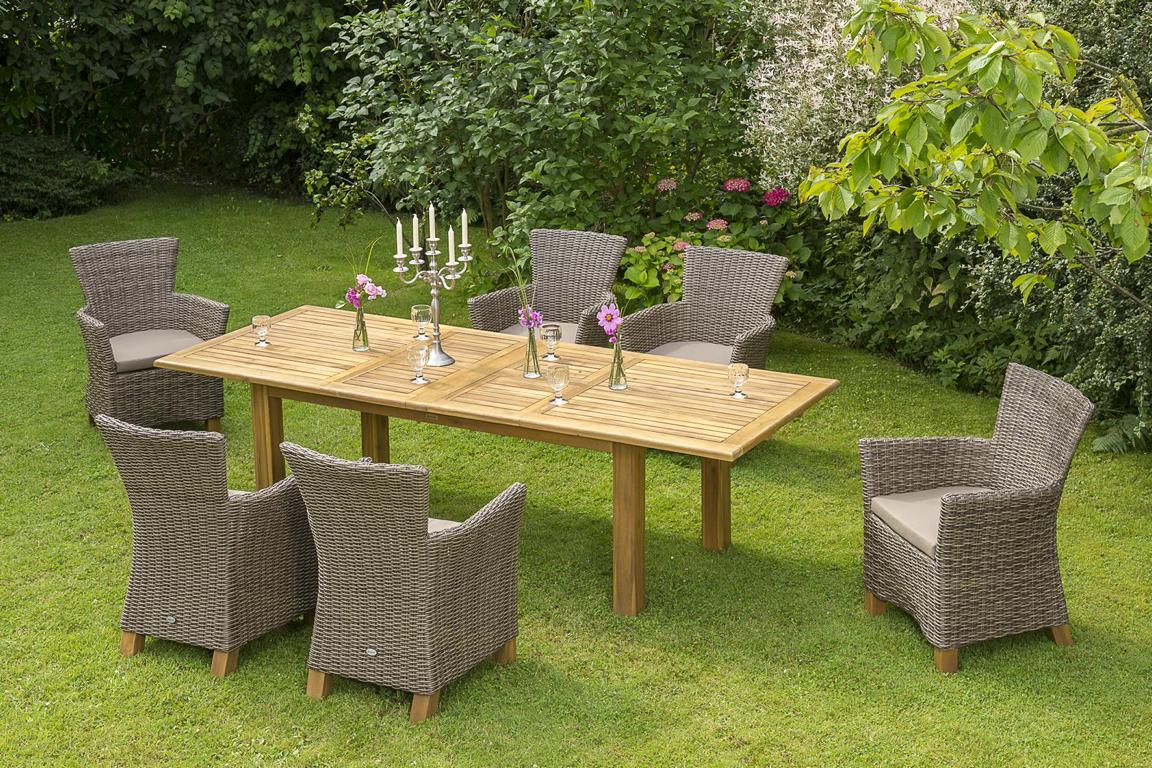 MERXXHANDELS Toskana Set 13tlg 6 Sessel Kiss Tisch 180(220/260)x100cm 16909546