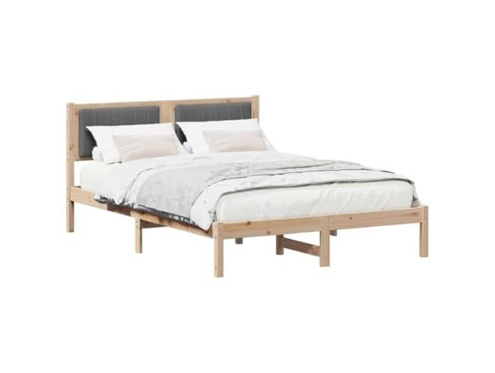 KTHLBRH Bett dunkelgrau Kiefer massiv 140 x 200 cm Gepolstertes Kopfteil, robuste Struktur, einfache Reinigung, modernes Design