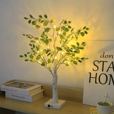 Multicon Wholesale Hub Christmas Decoration LED Green Leaf Artificial Birch Light Battery Operated Holiday Lights white warm White 24led