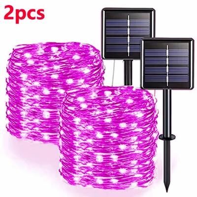 Uplift Picks 42M 400 LED Solar Fairy String Lights For Outdoor Garden Decor pink (2 Pcs) 42 M 400 Led