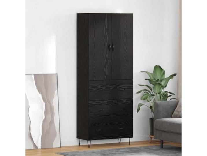 RJPLMFV Oberschrank, 2 Stück, schwarze Eiche, Holz und Glas Geräumiges Aufbewahrungsmöbel, D-Pull-Metallgriffe, vielseitiges Design für Wohn- und Esszimmer