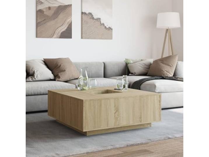 KTHLBRH Couchtisch Eiche Sonoma 100 x 100 x 40 cm Stabile Spanplatte, stabile Platte, Verwendung als Beistelltisch oder Sofatisch, belastbar bis 20 kg