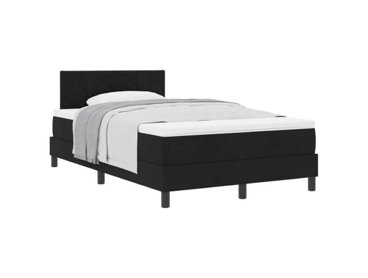 KKgypkn Boxspringbett Stoff 120x200 cm mit Kissen, manuell verstellbares Kopfteil, Schaum-Taschenfederkern-Matratze, mittelfeste Liegefläche, schwarzes Design