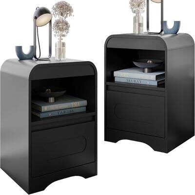 No Nightstands Set of 2 with Drawer Storage