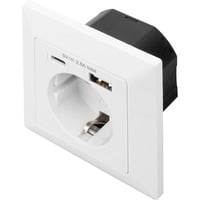 Sicherheits-Steckdose Unterputz, mit 1x USB-A und 1x USB-C weiß