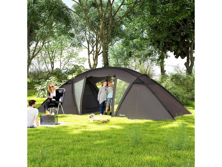 Outsunny Tente Tunnel 4-6 Pers Imperméable 3000mm Noir