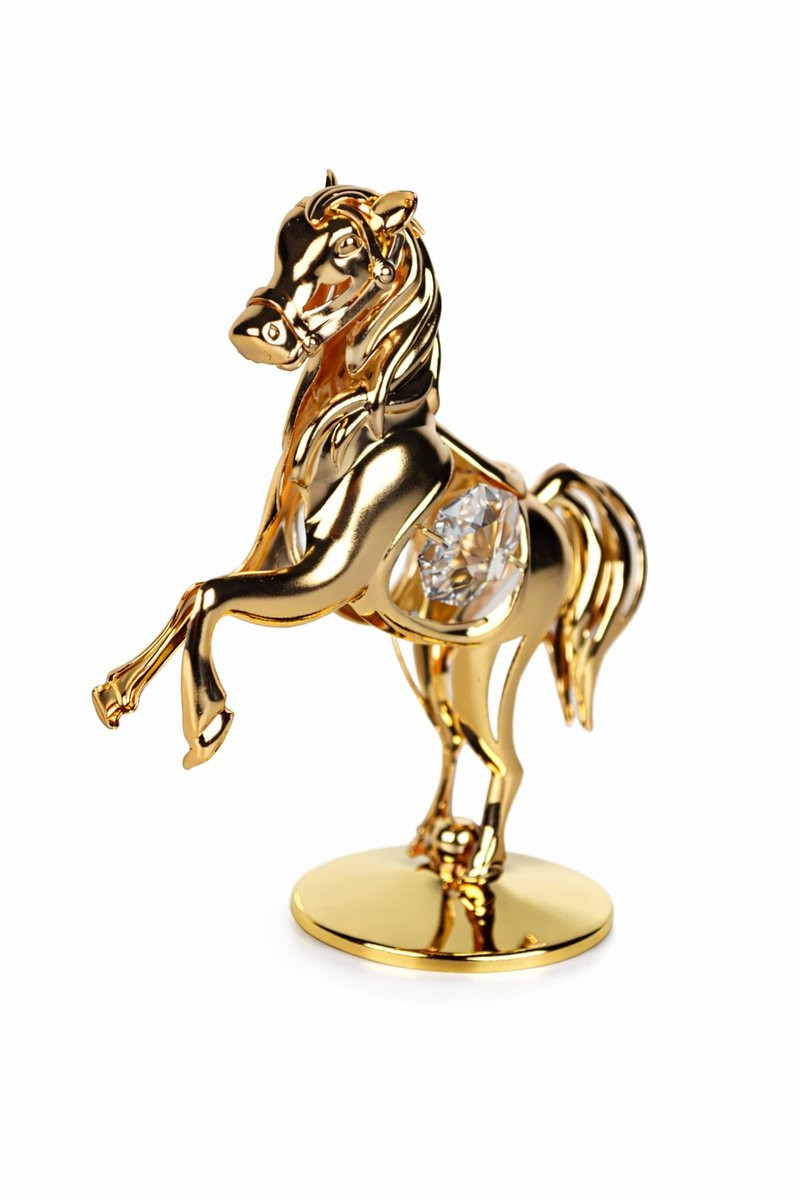 Crystocraft 24K goud verguld steigerd paard met Bohemia kristallen