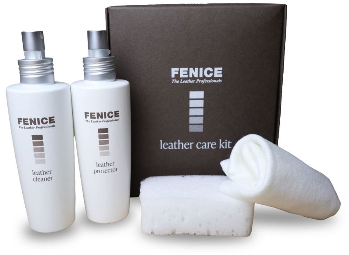 FENICE Leder Onderhoudsset - Reiniger en Beschermer voor Leren Meubels, Banken en Auto-interieur - 150 ml + Accessoires