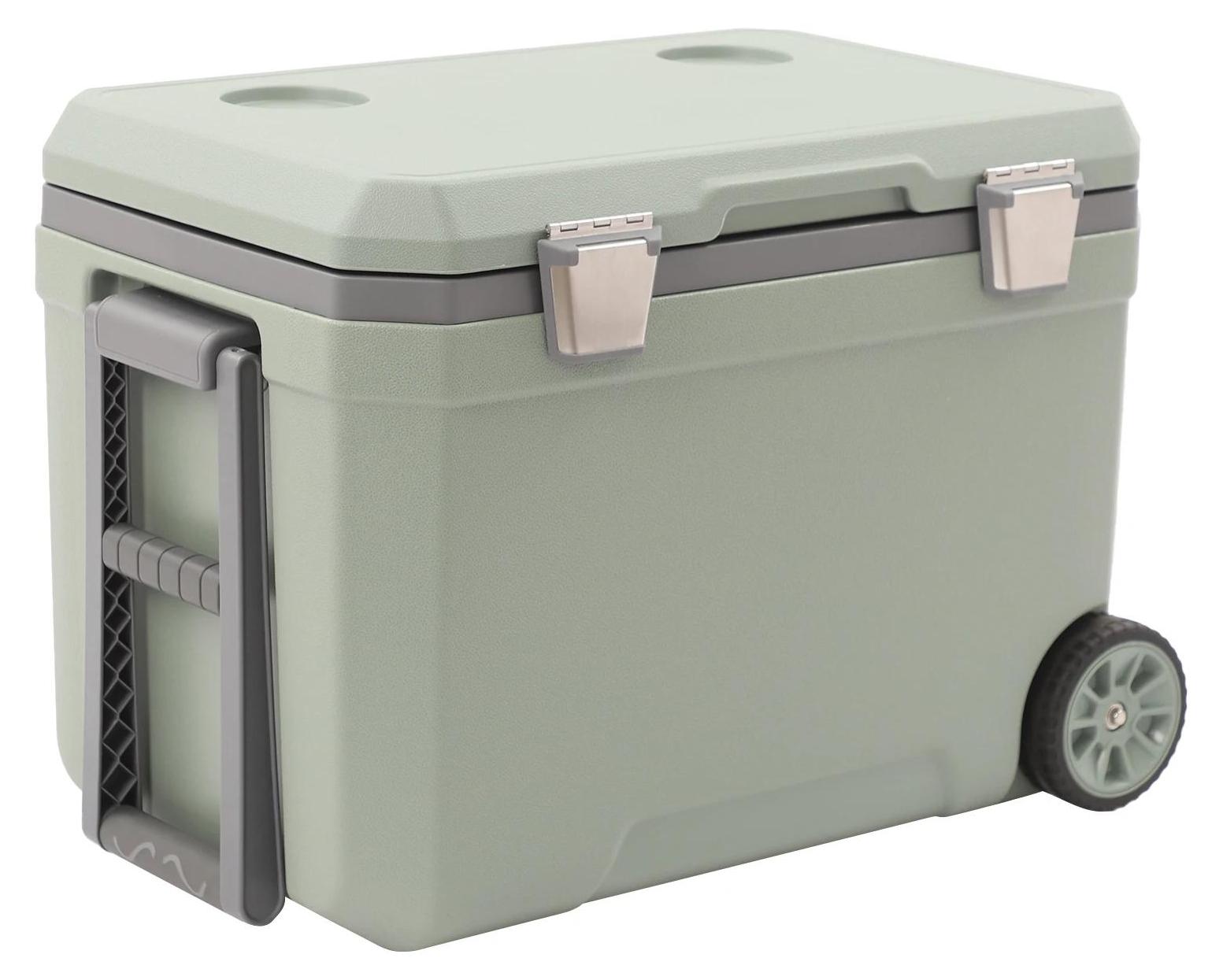 Tragbare Kühlbox mit Rollen - Trolley Kühlbox 45L - Ziehgriff - Starke Isolierung - Für Camping, Picknick, Reisen - Grün