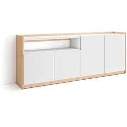 SIDEBOARD, Highboard, Weiß und Eiche Soft, 207/37/80cm
