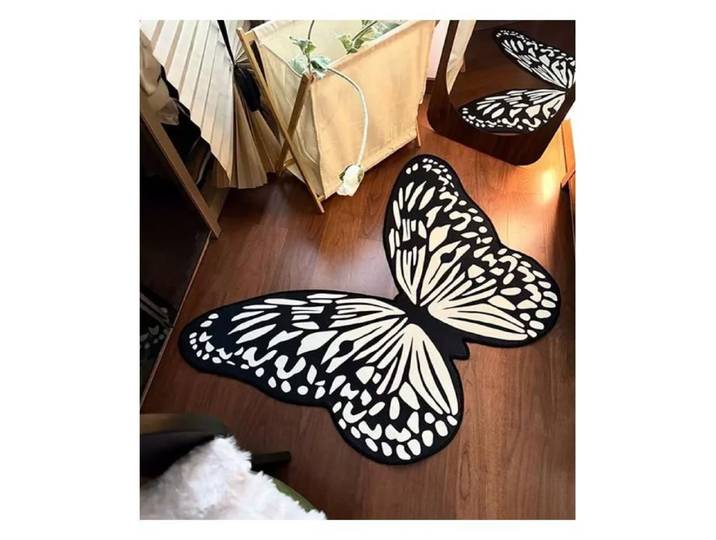 Tapis en forme de papillon noir et blanc 80*120cm