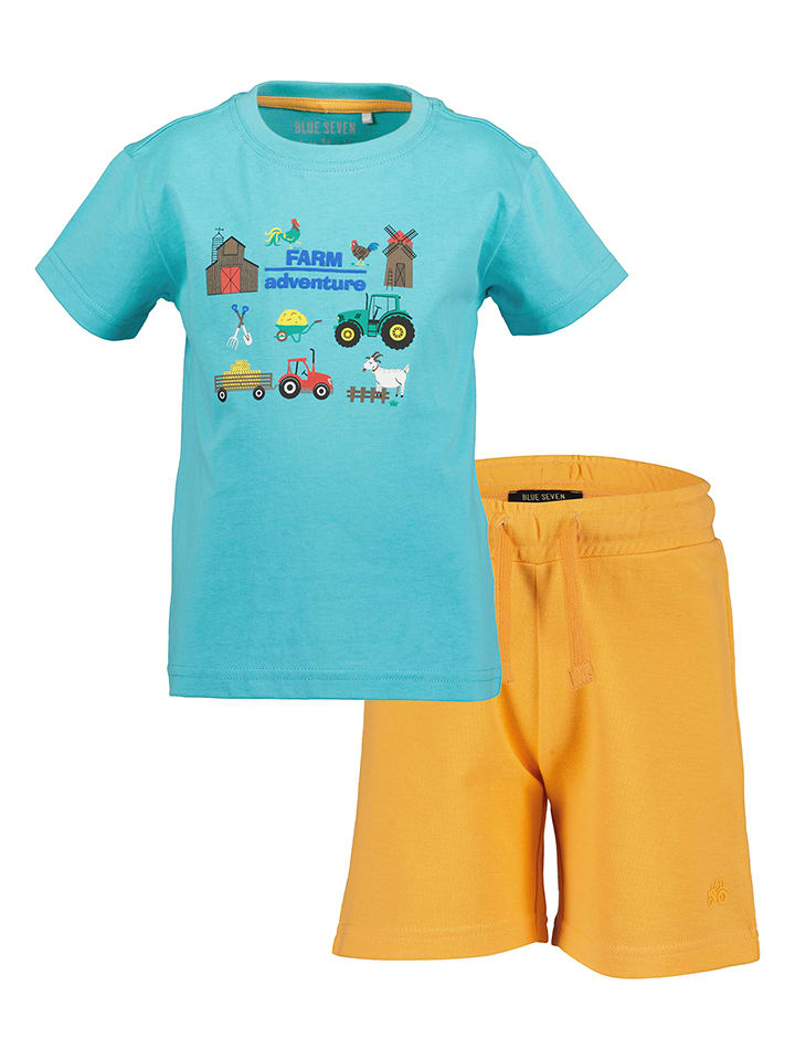 Blue Seven 2tlg. Outfit in Hellblau/ Orange - 122