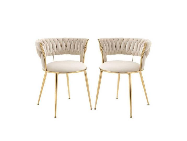Odikalo Esszimmerstuhl 2er-Set Akzent Stuhl Lounge Sessel Samt Metallfüßen mehr Farbig, 55,5*41*74cm