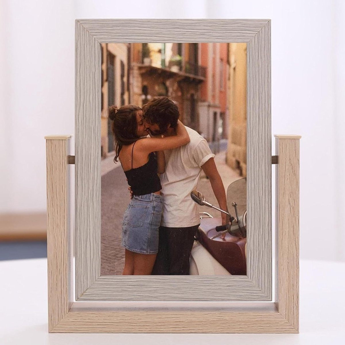 Dubbelzijdse houten fotolijst eiken voor foto's van 10x15 cm