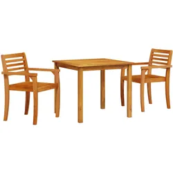 vidaXL Garten Essenset 3 pcs Naturholz 85 x 85 x 75 cm