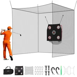 VEVOR Golf-Schlagkäfig 305x305x305 cm, Abschlagkäfig mit 3-lagigem & Knotenlosem Polyestergewebe, Golf- und 9-Loch-Baseballziel, Golf-Schlagnetz Trainingsnetz Übungsnetz für Outdoor Indoor