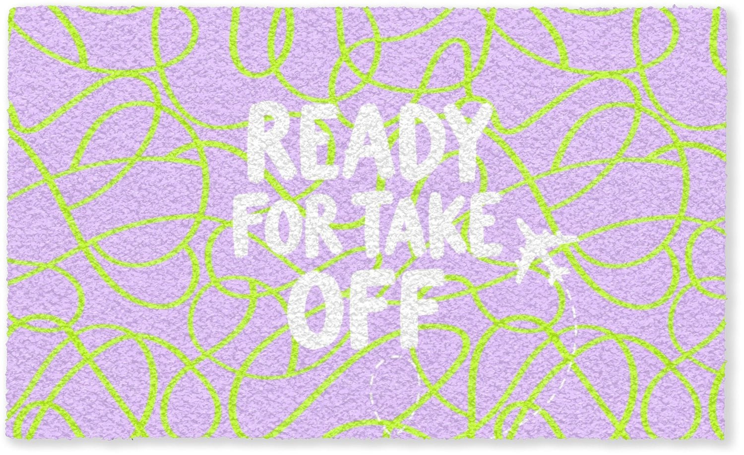 Ready for Take Off Deurmat met Vliegtuig Print - Groen/Paars - 150 x 90 cm