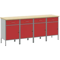 vidaXL, Werkbank + Arbeitsbock, Mazonas (200 cm Werkbank (4 Schubladen & 4 Türen)) (55 cm, 200 cm)