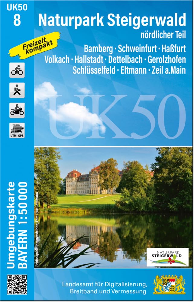 UK50-8 Naturpark Steigerwald, nördlicher Teil: Bamberg, Schweinfurt, Haßfurt, Volkach, Hallstadt, Dettelbach, Gerolzhofen, Schlüsselfeld, Eltmann, ... Karte Freizeitkarte Wanderkarte) - Preis vom 09.10.2026 07:28:09 h