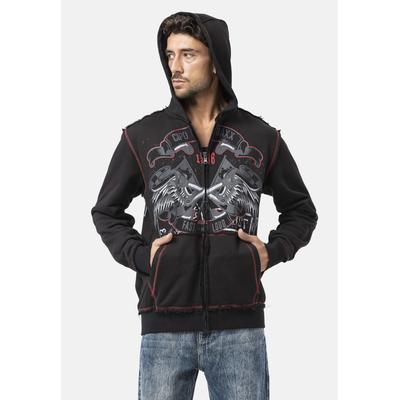 Sweatjacke CIPO & BAXX "Sweatjacke", Herren, Gr. L, schwarz, 100% Baumwolle, bedruckt, regular fit normal, Sweatjacken Sweatjacke, mit Kaputze
