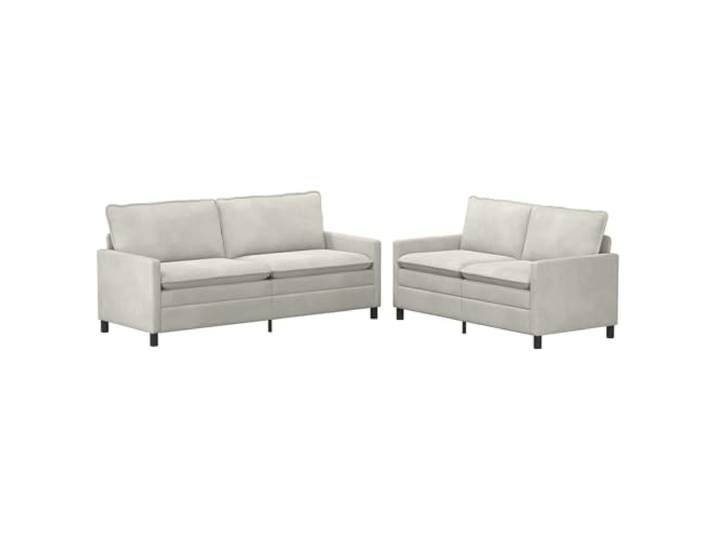 KUTYWEXFM Sofa Set 2-Teilig Modernes Couch Set 5-Sitzer Samt Creme Stilvolles Samtsofa-Set mit stabilem Metallgestell für Wohnzimmer und Gästezimmer. Bequeme doppellagige Polsterung.