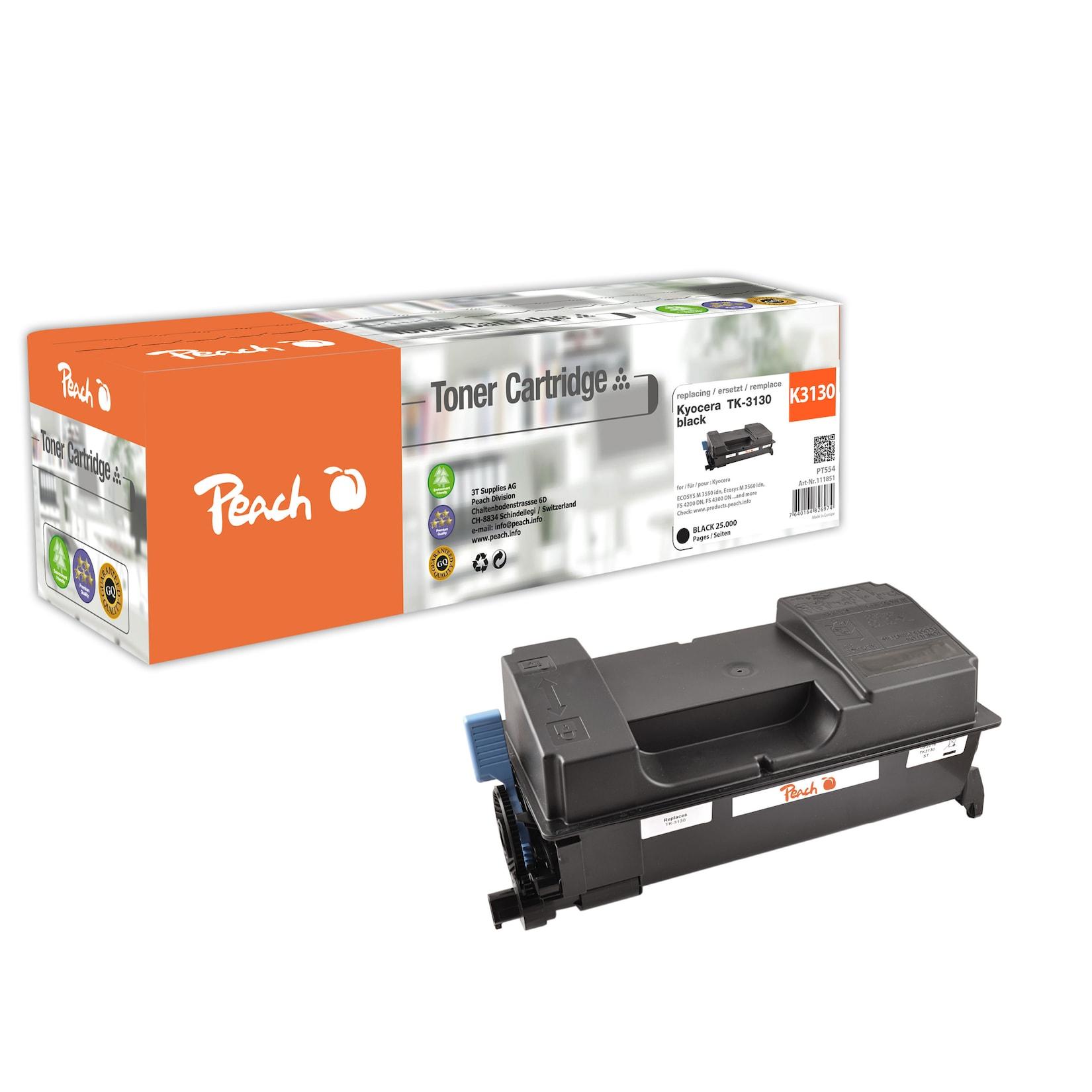 Peach K3130 Toner XL bk ersetzt Kyocera TK-3130 für z.B. Kyocera ECOSYS M 3550 idn, Kyocera ECOSYS M 3560 idn, Kyocera FS -4200 DN (wiederaufbereitet)