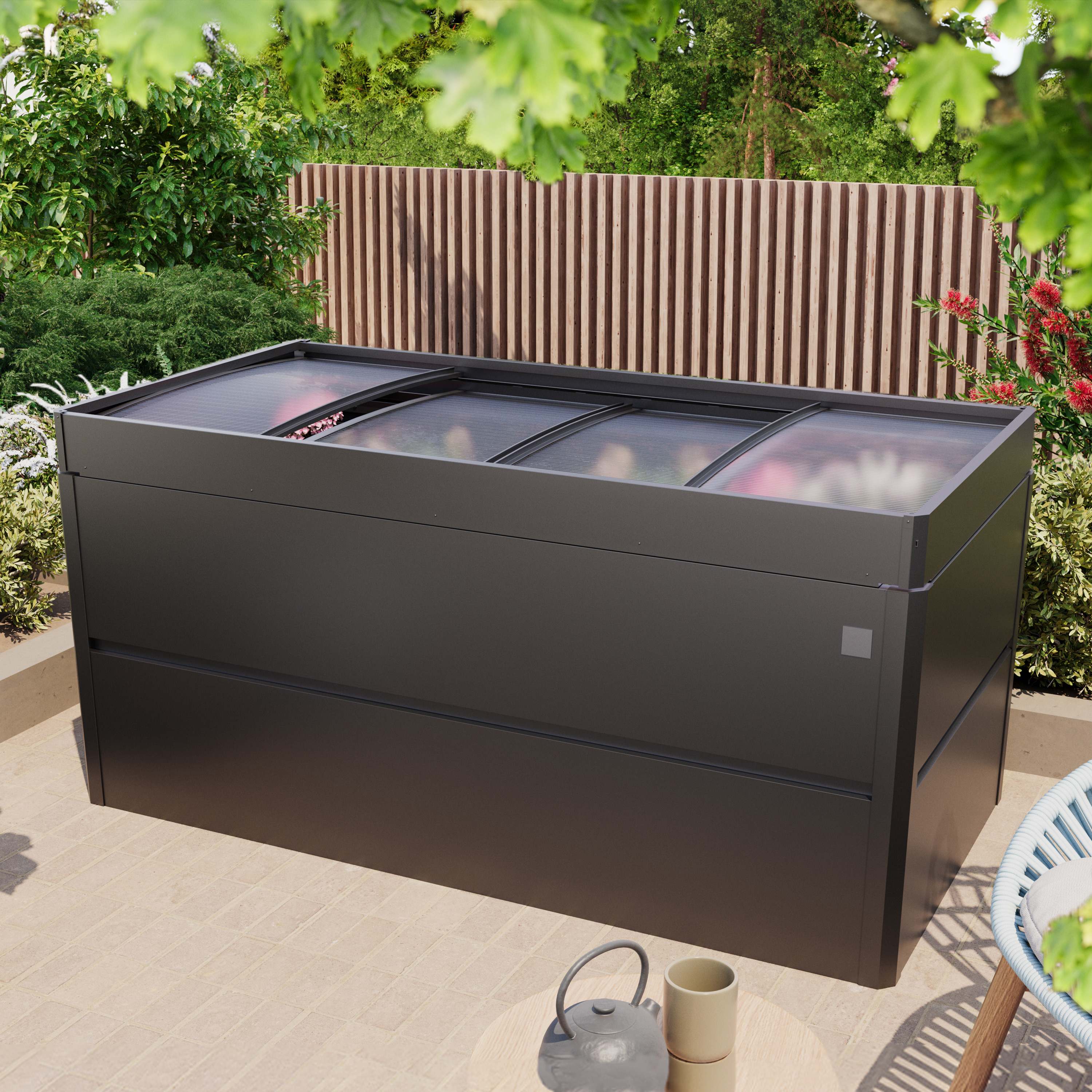 PRIMEYARD Raised Garden Bed 3x7x2.99ft Metallic Anthracite Steel Metal Raised Garden Bed, High-Quality Raised Garden Bed, Raised Flower Beds - (GFPV00773)