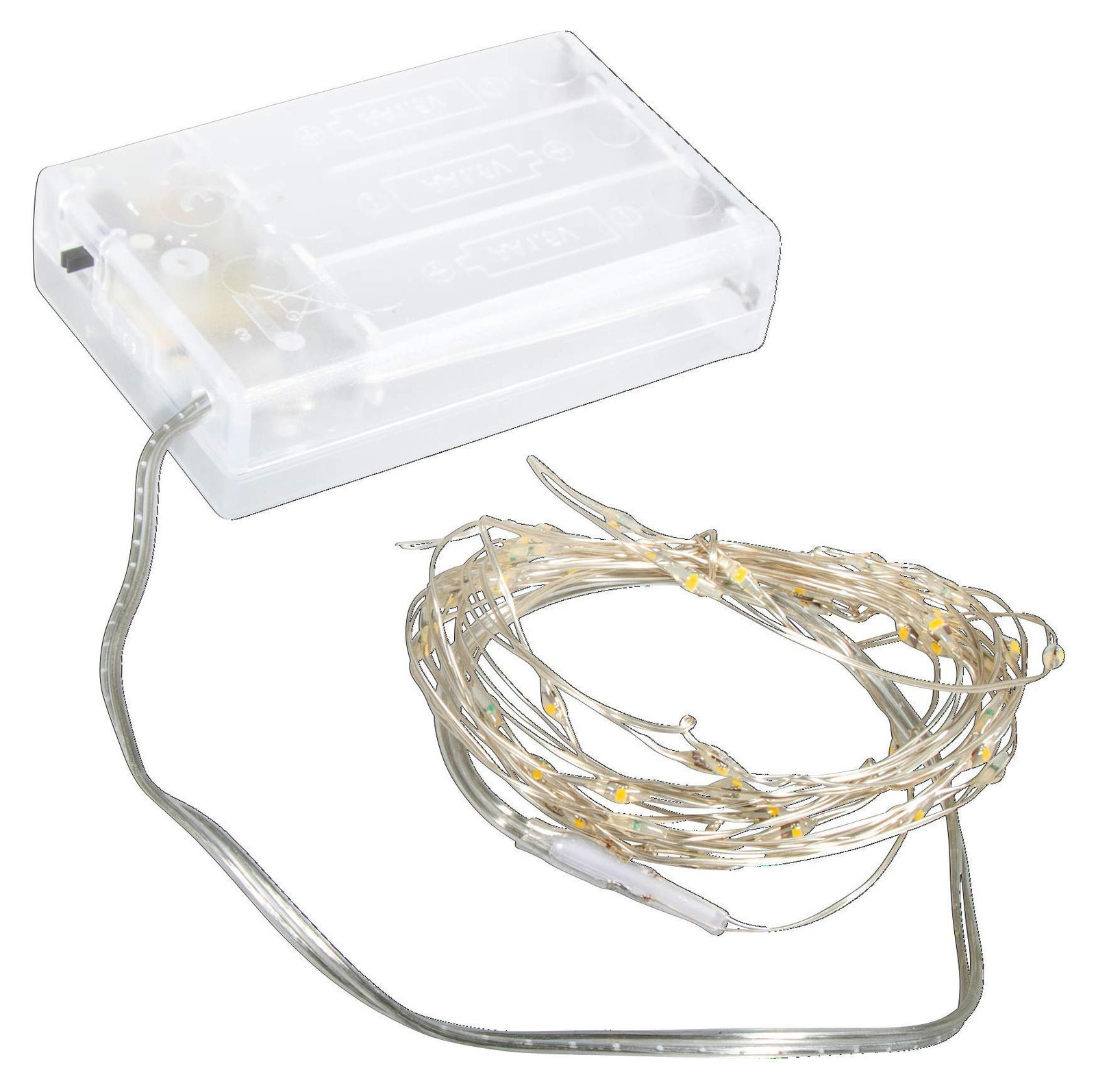 Rayher mini-LED-lichtketting met draad en timer, warm geel licht, 235 cm, 40 LED's