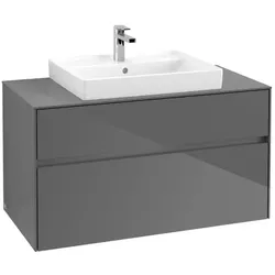 Villeroy & Boch Collaro Waschtischunterschrank C01900FP 100x54,8x50cm, Waschtisch mittig, Glossy Grey