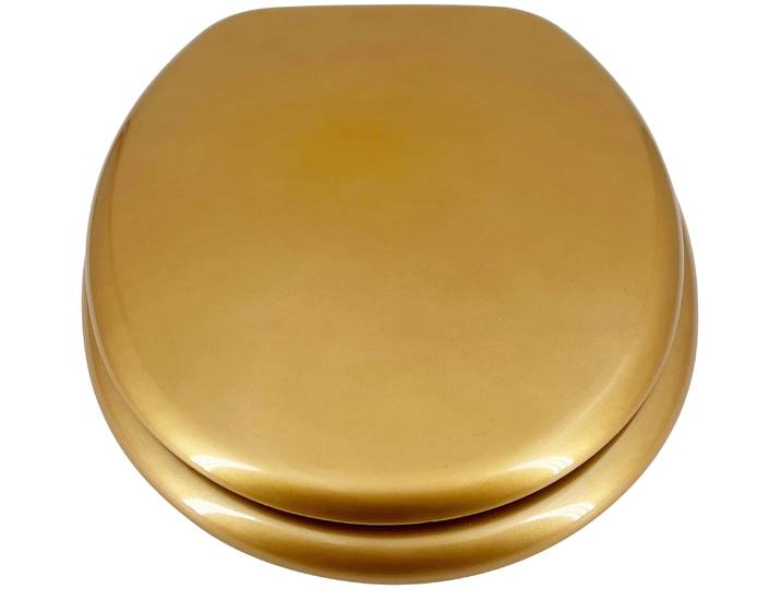 WC-Sitz ADOB, gold (goldfarben), B:37,5cm L:44,5cm, MDF - Mitteldichte Holzfaserplatte, WC-Sitze, WC-Sitz, äusserst stabil, Messing verchromte Scharniere